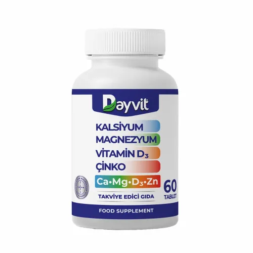 DAYVİT KALSİYUM-MAGNEZYUM-ÇİNKO-VİTAMİN D3  60 TB